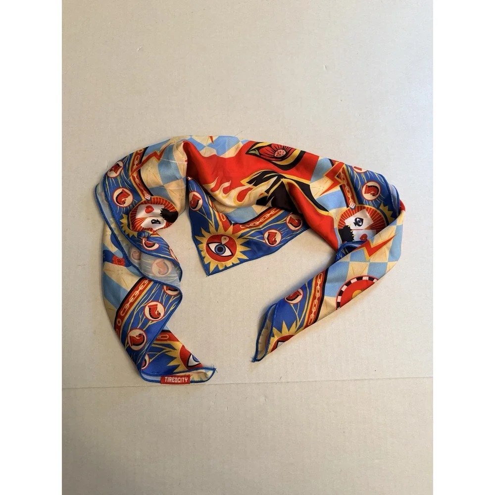 Tired City Vietnam Bandana Silk Scarf By Phạm Quang Phúc Orange Cat Cards Square